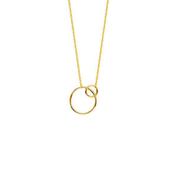 NWT 14K Yellow Gold Interlocking Rings Necklace